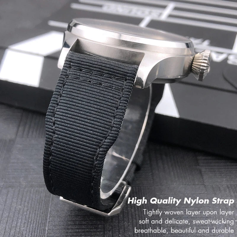 Bracelet de montre en cuir véritable avec boucle ardillon, tissu en nylon, convient aux montres IWC, Spitfire Pilot Mark 18 TOP GUN Strap, 20mm, 21mm, 22mm