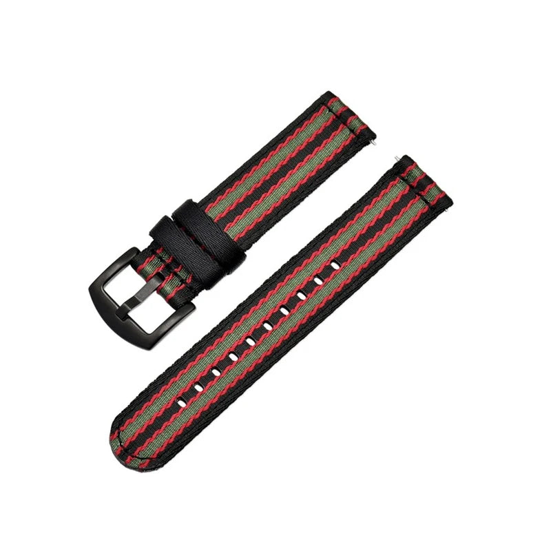 Bracelet de montre en Nylon à rayures classiques, 20mm 22mm, ceinture de sécurité brillante, libération rapide, Sport souple, accessoires de montre