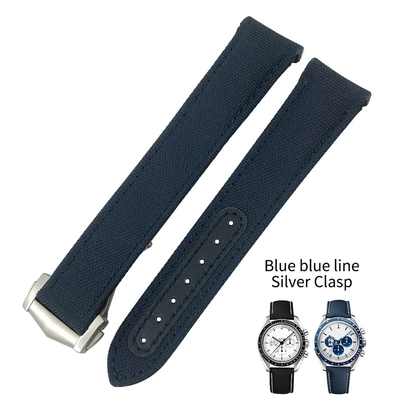 High quality nylon fabric watch strap, suitable for Omega, Wake A, TERRA, 150, Seam84, HouseDiver, 300, Planet, Ocean, blue strap 19mm, 20mm, 21mm