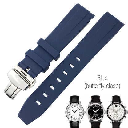Correa de reloj de caucho y silicona, 19mm 20mm 21mm, adecuada para Tissot 1853 le-locle T006 seastar T120 Omega, cierre desplegable seamaster