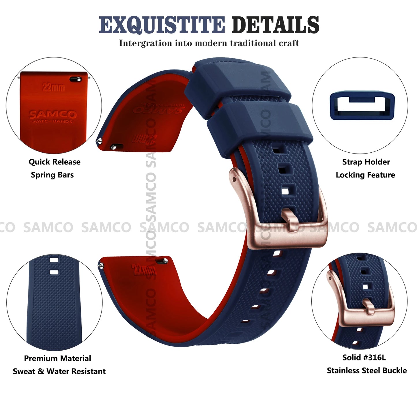 Bracelet de montre en Silicone de qualité supérieure, 18mm 20mm 22mm, à dégagement rapide, en caoutchouc, de remplacement