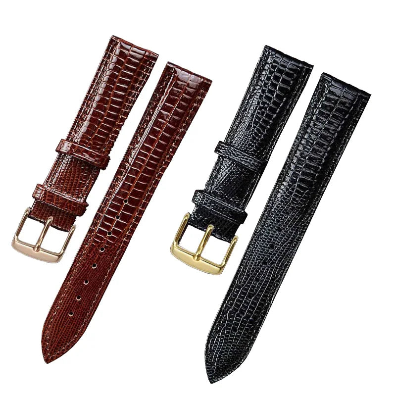 Bracelet de montre en cuir Texture lézard, boucle ardillon, pour femmes et hommes, 12mm 14mm 16mm 18mm 20mm 22mm 24mm