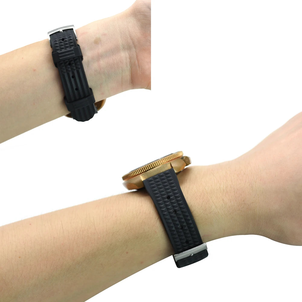 JUELONG – bracelets de montre en caoutchouc gaufré FKM, à dégagement rapide, étanche, Durable, en caoutchouc fluoré, 20mm 22mm, pour montre de plongée traditionnelle