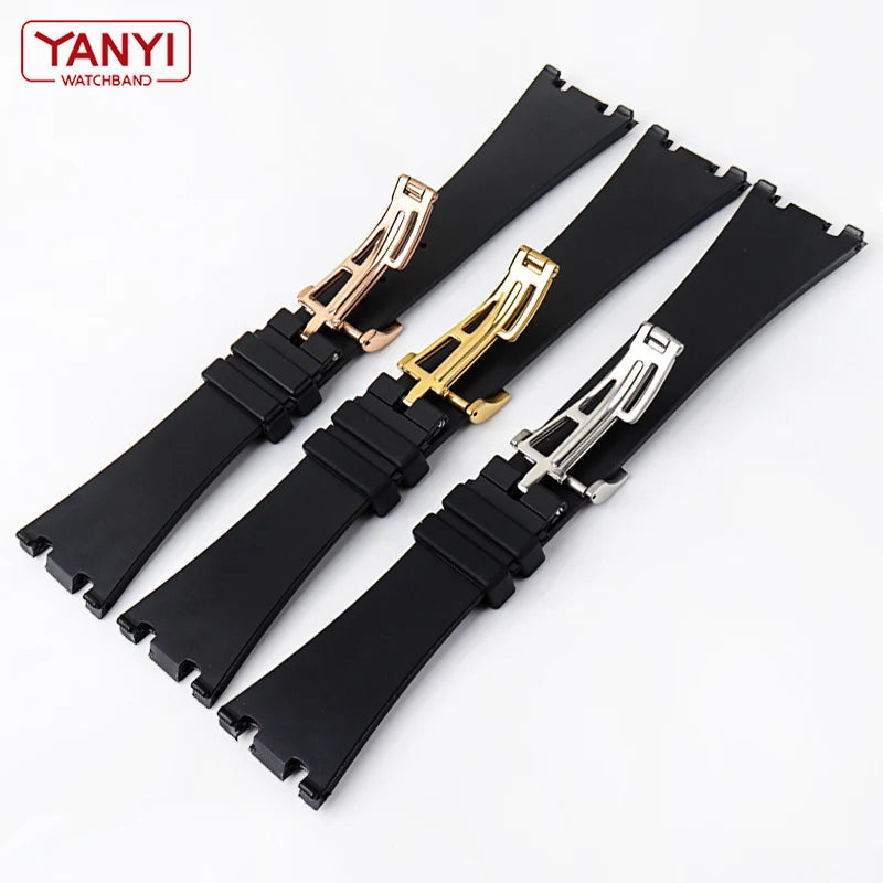 High Quality 28mm Rubber Watch Strap for AP 15703 26470SO Royal Oak Offshore Men's Sports Watch Band