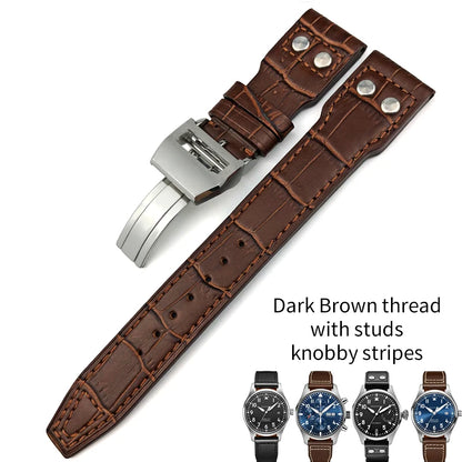Bracelet de montre en cuir pour montres pilote IWC, Spitfire, LE, Petit Prince, Big Pilot's Watch Edition, Herit Mark, Antoine, 20mm, 21mm, 22mm