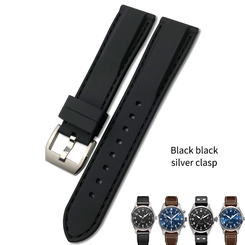 Bracelet de montre en caoutchouc et Silicone, 20/21/22mm, adapté pour IWC MARK Pilot Spitfire PORTOFINO IW 377701   IW 356501   Bracelets IW327 pour hommes