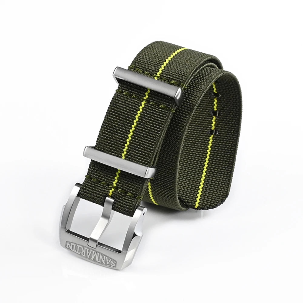 San Martin Watch Bracelet Elastic Nylon Strap 20mm Military Pilot Watch Band Universal Type Sport Paratrooper Strap Watch Parts