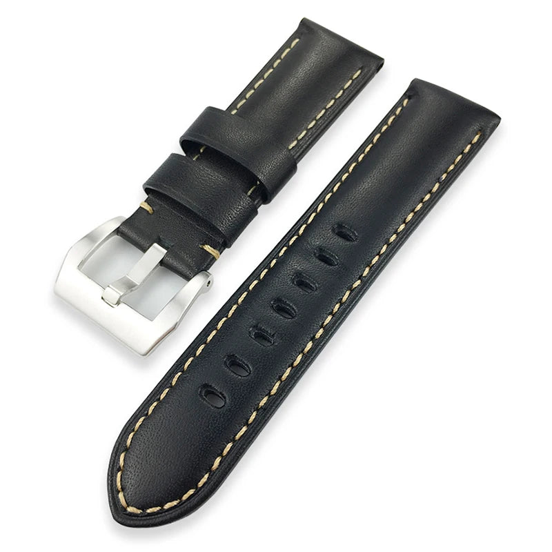Bracelet de montre en cuir de vachette véritable pour homme, bracelet à boucle ardillon, spécial pour PANERAI LUMINOR 1950 Gstuff SUBMERSIBLE PAM441 PAM438, 24mm