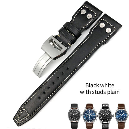 Bracelet de montre en cuir pour montres pilote IWC, Spitfire, LE, Petit Prince, Big Pilot's Watch Edition, Herit Mark, Antoine, 20mm, 21mm, 22mm