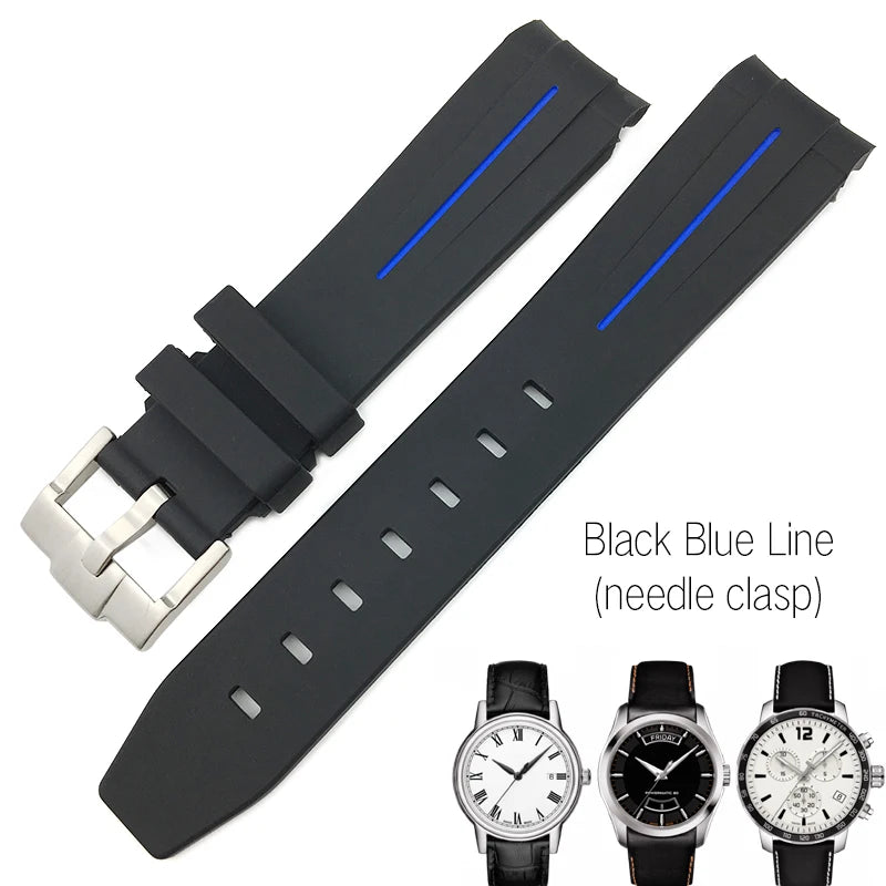 Correa de reloj de caucho y silicona, 19mm 20mm 21mm, adecuada para Tissot 1853 le-locle T006 seastar T120 Omega, cierre desplegable seamaster