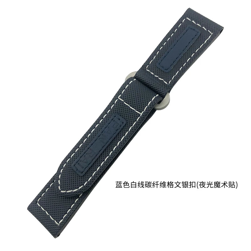 High-quality nylon watch strap, genuine leather strap, black and blue canvas, stainless steel structure, Panerai, 22mm, 24mm, 26mm