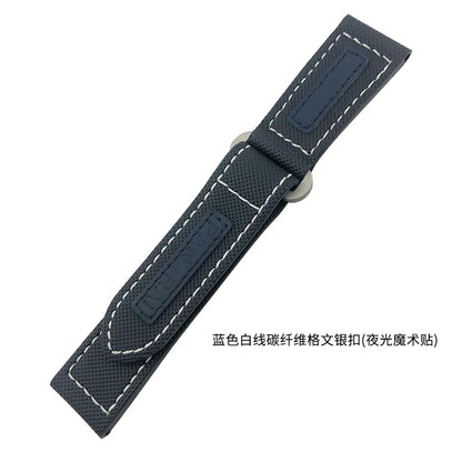 High-quality nylon watch strap, genuine leather strap, black and blue canvas, stainless steel structure, Panerai, 22mm, 24mm, 26mm