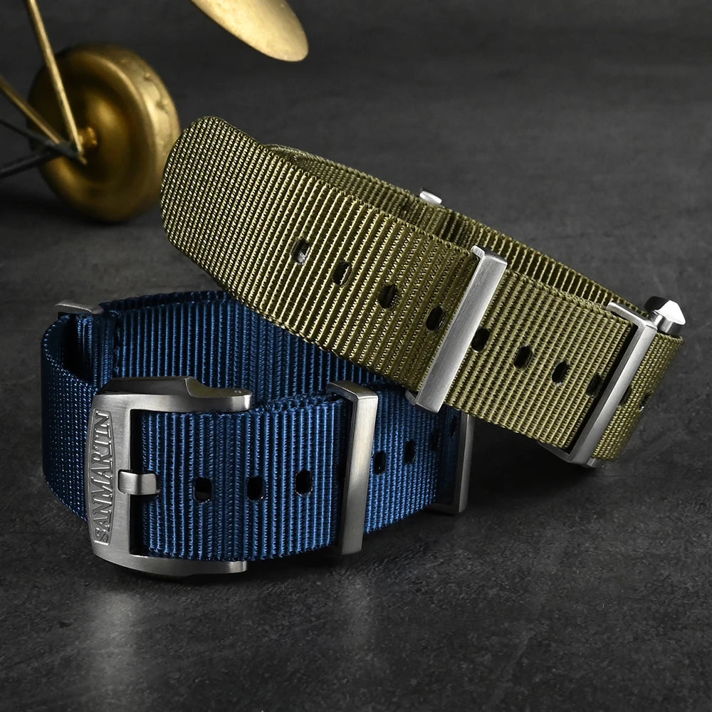 San Martin High Quality Nylon Military Pilot Watch Strap 20mm 22mm Universal Type Sport Paratrooper Bracelet Watch Parts
