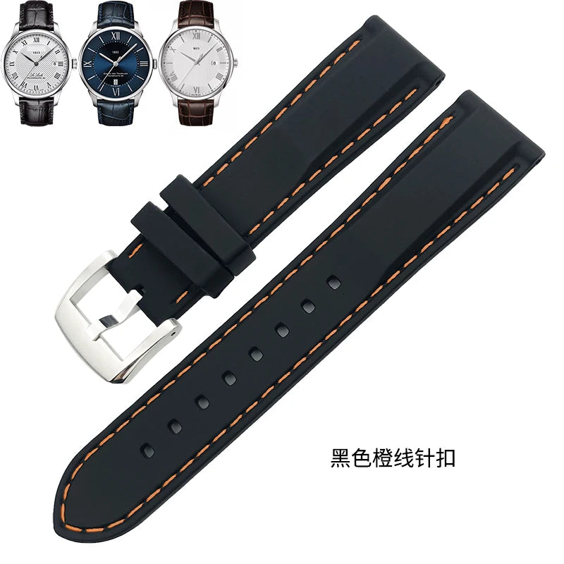 Rubber and Silicone Watch Strap, 19mm 20mm 21mm 22mm, for Tissot Le Locle T063, Soft and Waterproof, Stainless Steel Buckle
