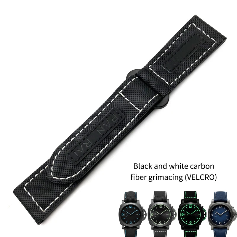 High-quality nylon watch strap, genuine leather strap, black and blue canvas, stainless steel structure, Panerai, 22mm, 24mm, 26mm