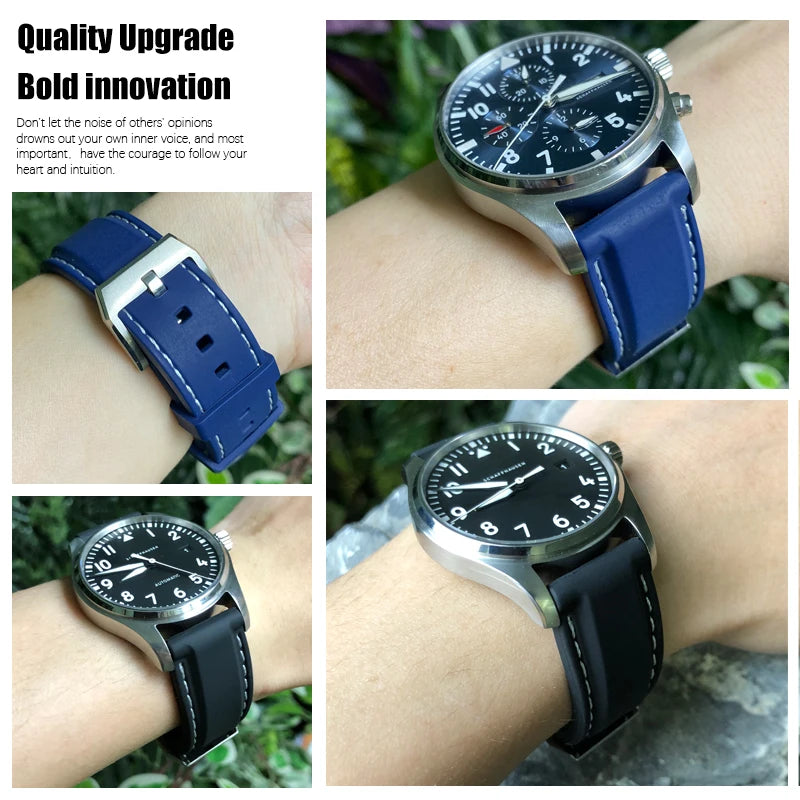 Bracelet de montre en caoutchouc et Silicone, 20/21/22mm, adapté pour IWC MARK Pilot Spitfire PORTOFINO IW 377701   IW 356501   Bracelets IW327 pour hommes