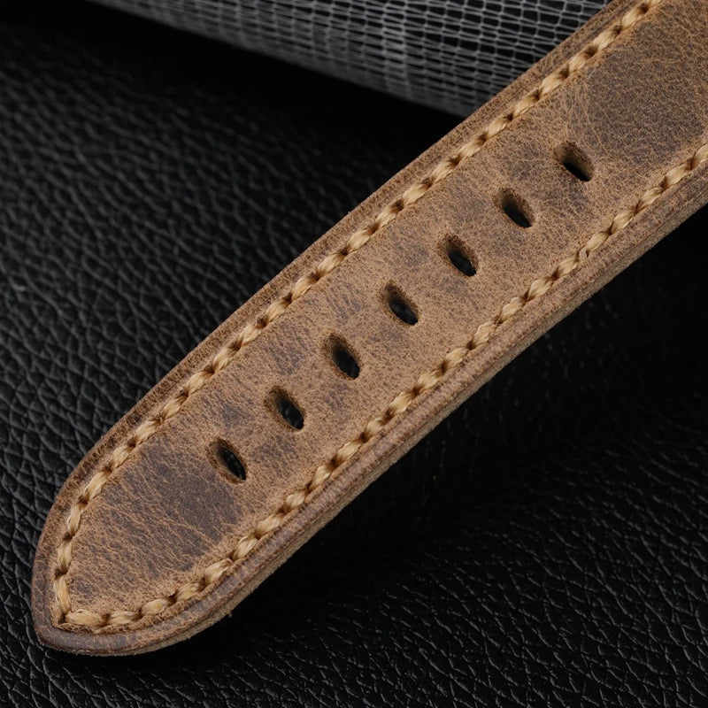 Cinturino per orologio in pelle fatto a mano, 20 21 22 23 24 26 MM, piegato a metà per realizzare uno strato superiore in morbida pelle di vitello, stile retrò per PAM111