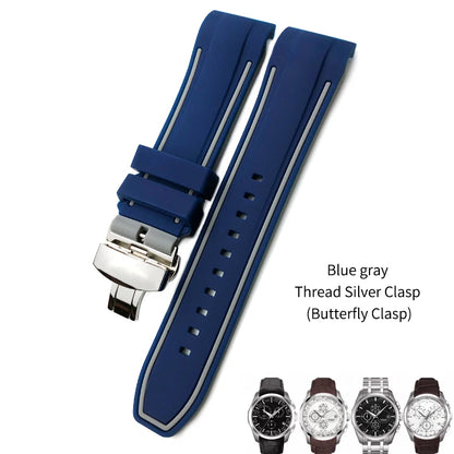 Uhrenarmband aus Kautschuk und Silikon mit gebogenem Anstoß, für Tissot T035 T035617, weiches Armband mit Schmetterlingsschließe, 23 mm 24 mm