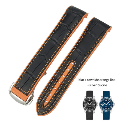 Cinturino per orologio in vera pelle, gomma e silicone, cinturino per orologio in nylon, adatto per Longines L3, Conquest, HUAWEI GT2, Samsung, 22mm, 21mm, 20mm, 19mm