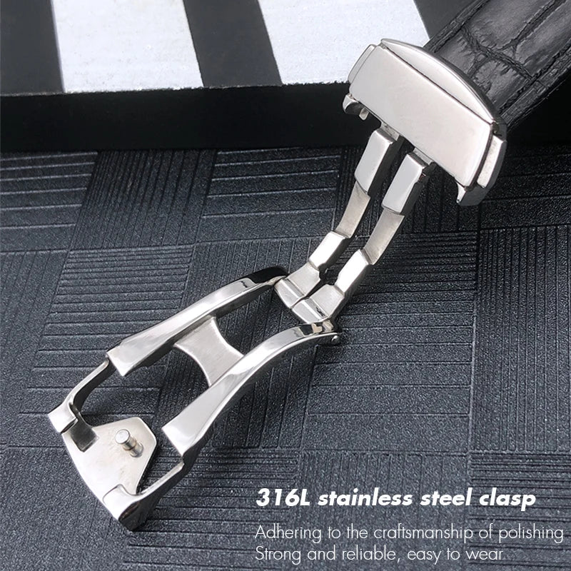 Bracelet De montre en cuir Crocodile, adapté pour Omega De Ville coaster Constellation 18mm 19mm 20mm 21mm 22mm, bracelet en peau d'alligator véritable