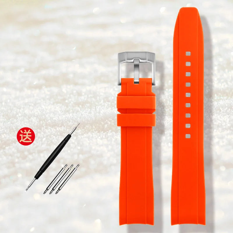 Bracelet de montre en caoutchouc de haute qualité 18mm 20mm 21mm 22mm pour montres Seiko Omega Moonswatch Rolex, bracelet à extrémités courbes