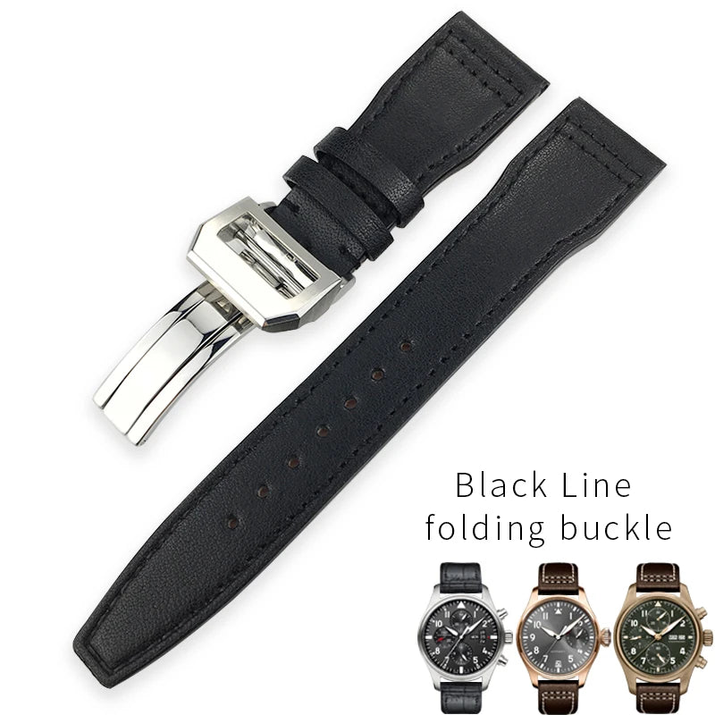 Cinturino di ricambio in pelle di vitello per orologio IWC Pilot, cinturino con fibbia déployante, cinturini da uomo, 20mm, 21mm, 22mm, PORTOFINO Mark18