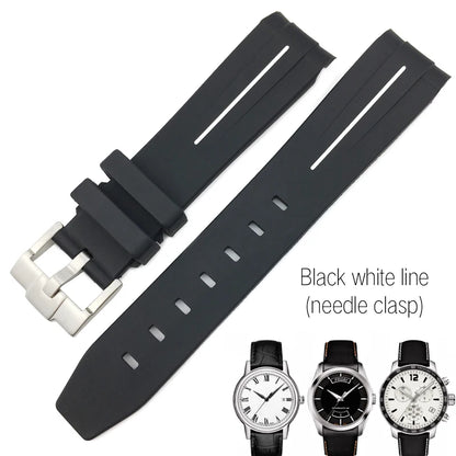 Correa de reloj de caucho y silicona, 19mm 20mm 21mm, adecuada para Tissot 1853 le-locle T006 seastar T120 Omega, cierre desplegable seamaster
