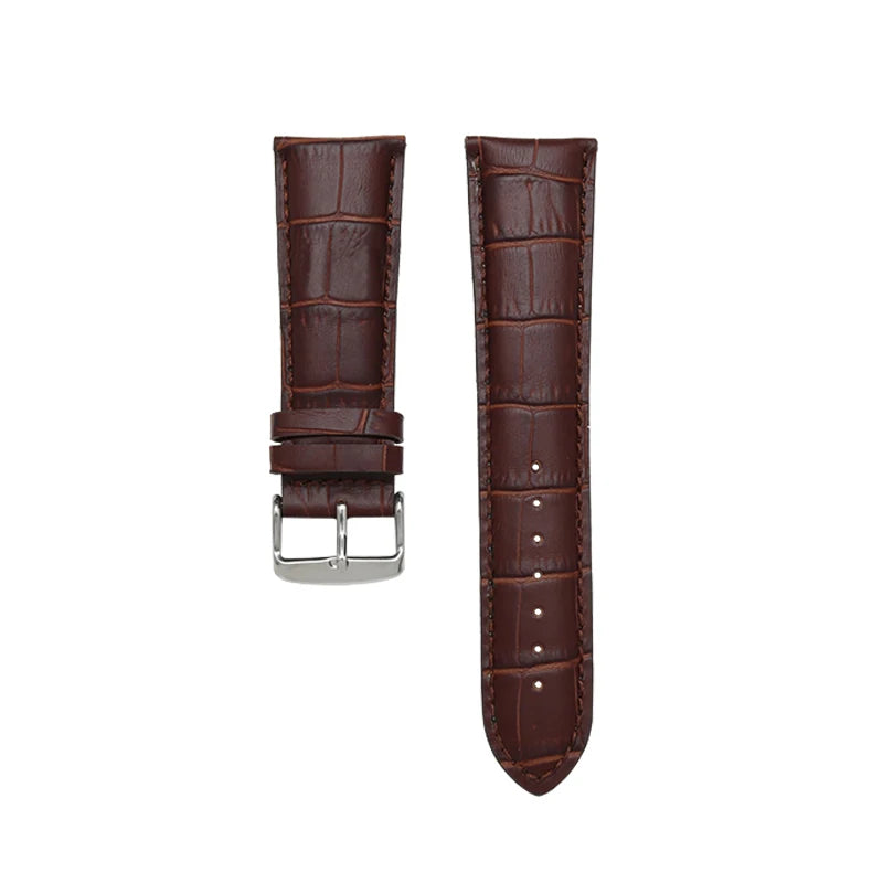 Cinturino per orologio in vera pelle da uomo, fibbia ad ardiglione 22mm-28mm, stampa alligatore, cinturino universale per tutti gli orologi