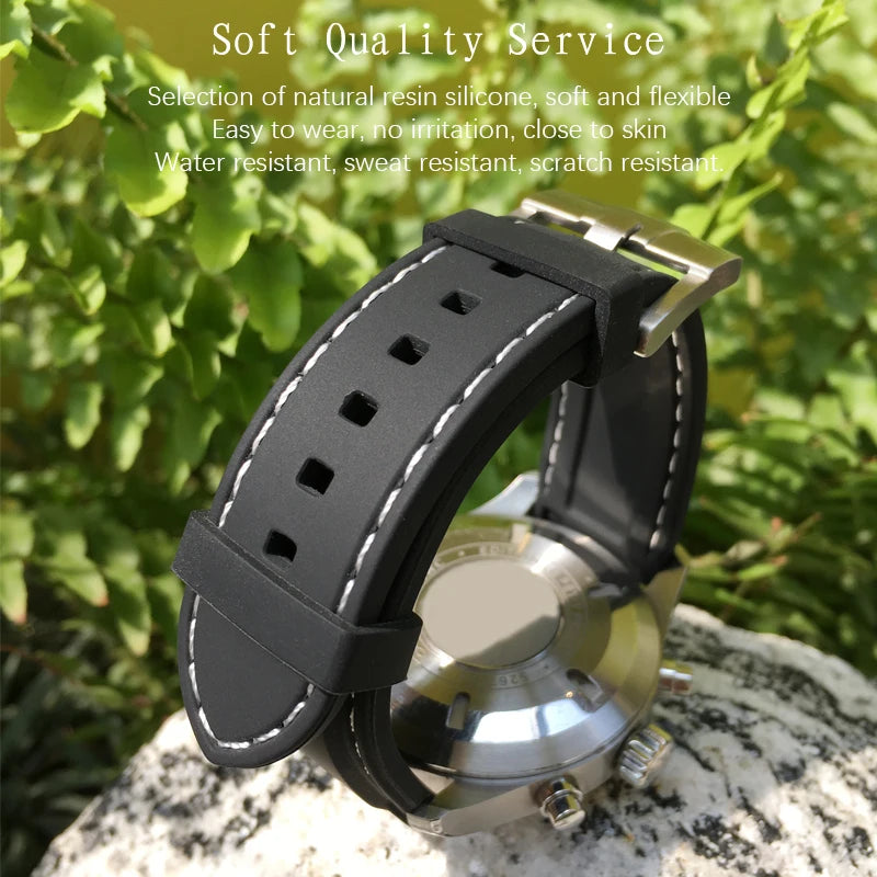 Correa de reloj flexible de caucho de silicona para hombre, correas de reloj de buceo, compatible con Hamilton, SEIKO, skx, Timex, Tag Heuer, IWC, CITIZEN, 20mm, 21mm, 22mm, 23mm, 24mm