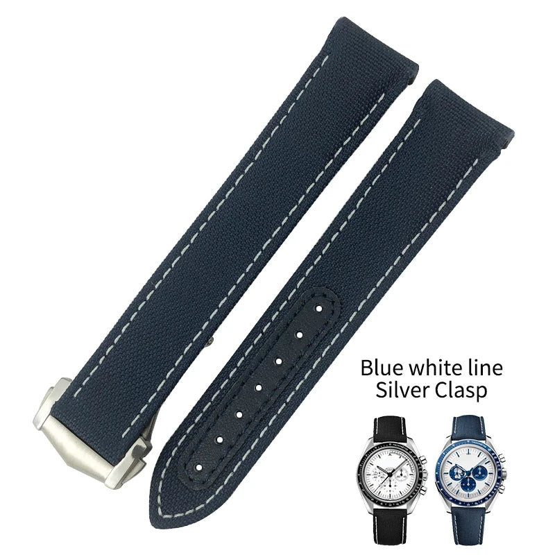 High quality nylon fabric watch strap, suitable for Omega, Wake A, TERRA, 150, Seam84, HouseDiver, 300, Planet, Ocean, blue strap 19mm, 20mm, 21mm