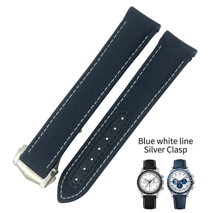 High quality nylon fabric watch strap, suitable for Omega, Wake A, TERRA, 150, Seam84, HouseDiver, 300, Planet, Ocean, blue strap 19mm, 20mm, 21mm