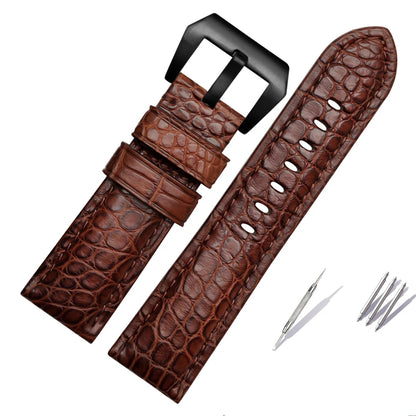 Men's Crocodile Watch Strap, Genuine Leather Watch Band, Black, Brown, High Quality, Panerai 441, 24mm, 26mm, 22mm