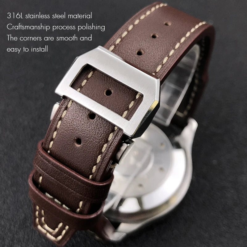 Cinturino per orologio in vera pelle di alta qualità con rivetti da 21 mm 22 mm, adatto per IWC Big Pilot Spitfire TOP GUN, in pelle bovina marrone e nera