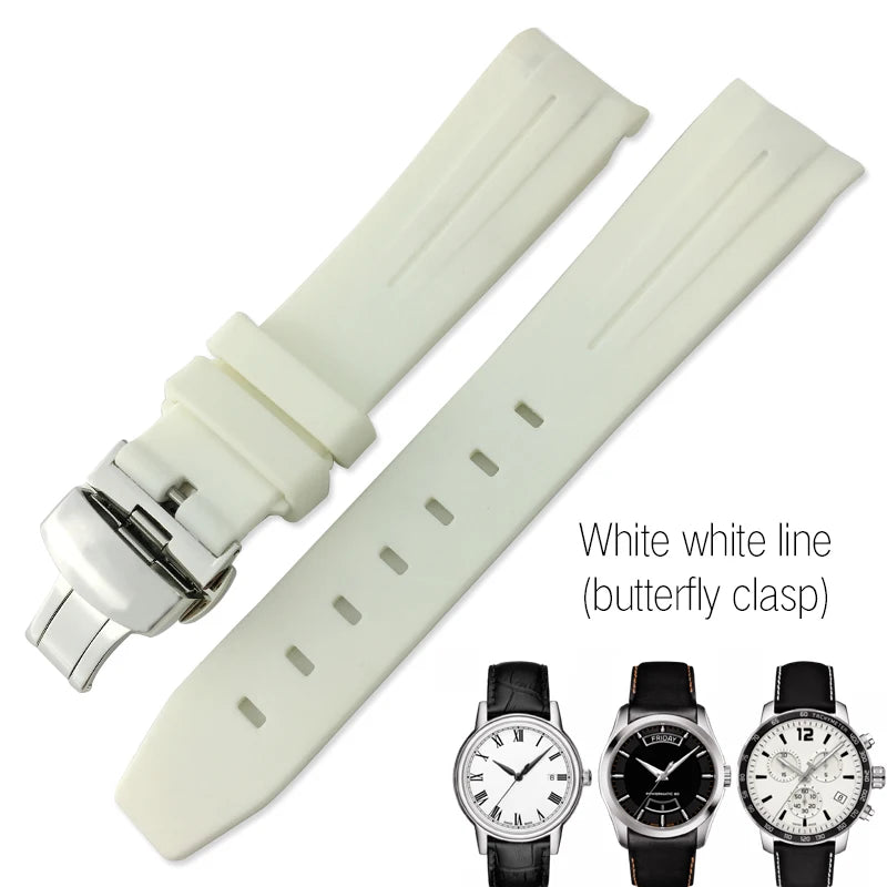 Correa de reloj de caucho y silicona, 19mm 20mm 21mm, adecuada para Tissot 1853 le-locle T006 seastar T120 Omega, cierre desplegable seamaster