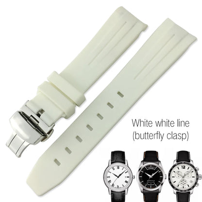 Correa de reloj de caucho y silicona, 19mm 20mm 21mm, adecuada para Tissot 1853 le-locle T006 seastar T120 Omega, cierre desplegable seamaster