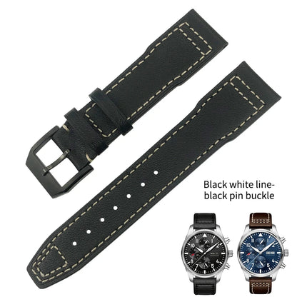 Bracelet de montre en cuir de vachette véritable, bracelet de montre marron souple, fermoir Tang, adapté pour IWC Pilot Mark 18, haute qualité, 20mm, 21mm, 22mm