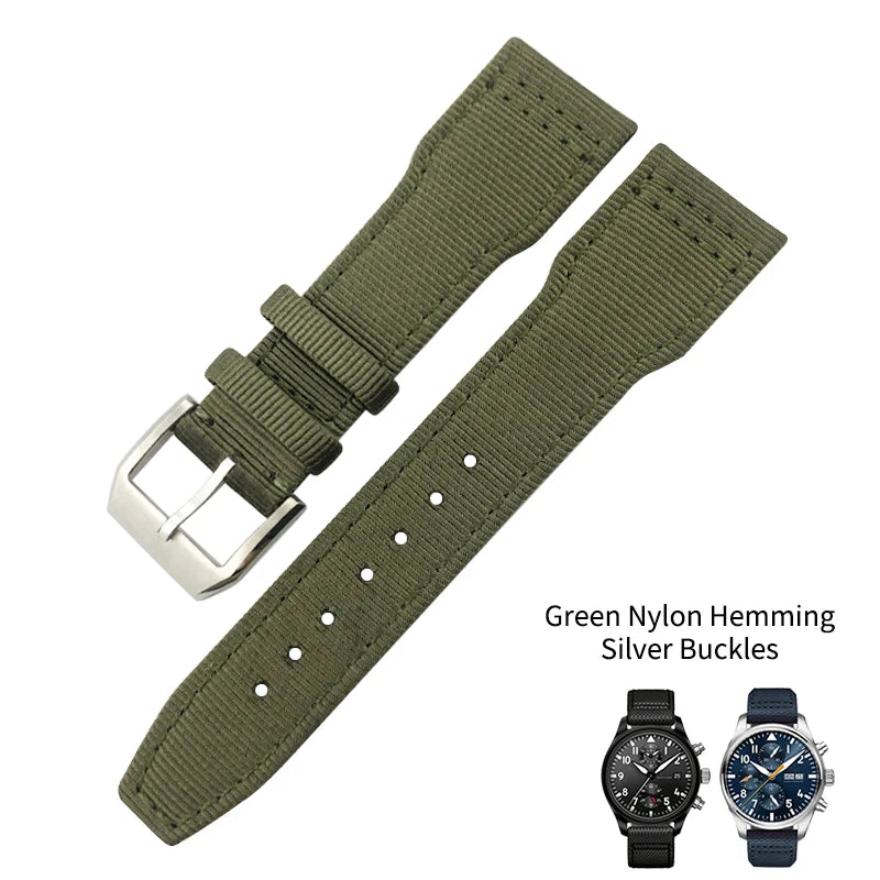 Bracelet de montre en cuir véritable avec boucle ardillon, tissu en nylon, convient aux montres IWC, Spitfire Pilot Mark 18 TOP GUN Strap, 20mm, 21mm, 22mm