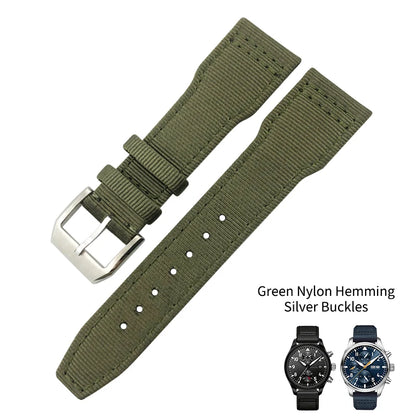 Bracelet de montre en cuir véritable avec boucle ardillon, tissu en nylon, convient aux montres IWC, Spitfire Pilot Mark 18 TOP GUN Strap, 20mm, 21mm, 22mm