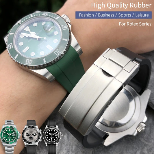 19mm 21mm 20mm 22mm High Quality Watch Strap for Rolex Daytona Submariner Oysterflex GMT Explorer Watchband Rubber and Silicone Strap