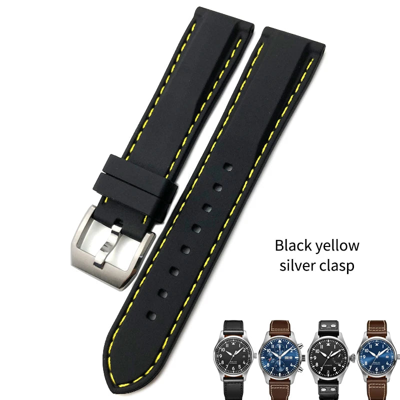 Bracelet de montre en caoutchouc et Silicone, 20/21/22mm, adapté pour IWC MARK Pilot Spitfire PORTOFINO IW 377701   IW 356501   Bracelets IW327 pour hommes