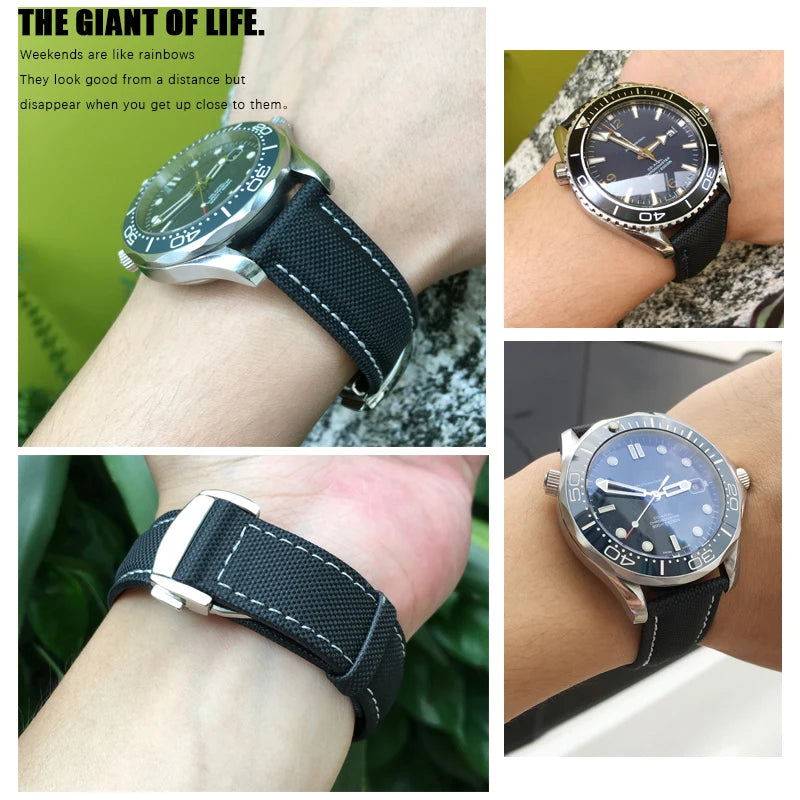 Cinturino di ricambio per orologio astronomico in tela e pelle per Omega Seam84300, Planet-Ocean SeATM, cinturino in nylon Hamilton, 20mm, 22mm, 19mm, 21mm