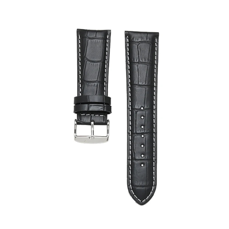 Cinturino per orologio in vera pelle da uomo, fibbia ad ardiglione 22mm-28mm, stampa alligatore, cinturino universale per tutti gli orologi