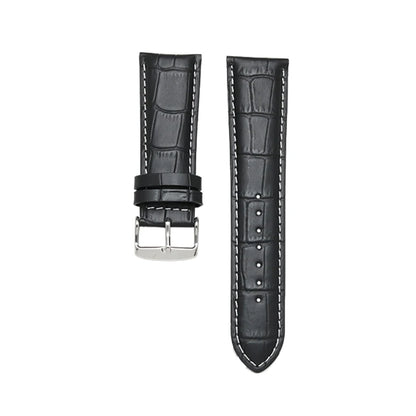 Cinturino per orologio in vera pelle da uomo, fibbia ad ardiglione 22mm-28mm, stampa alligatore, cinturino universale per tutti gli orologi