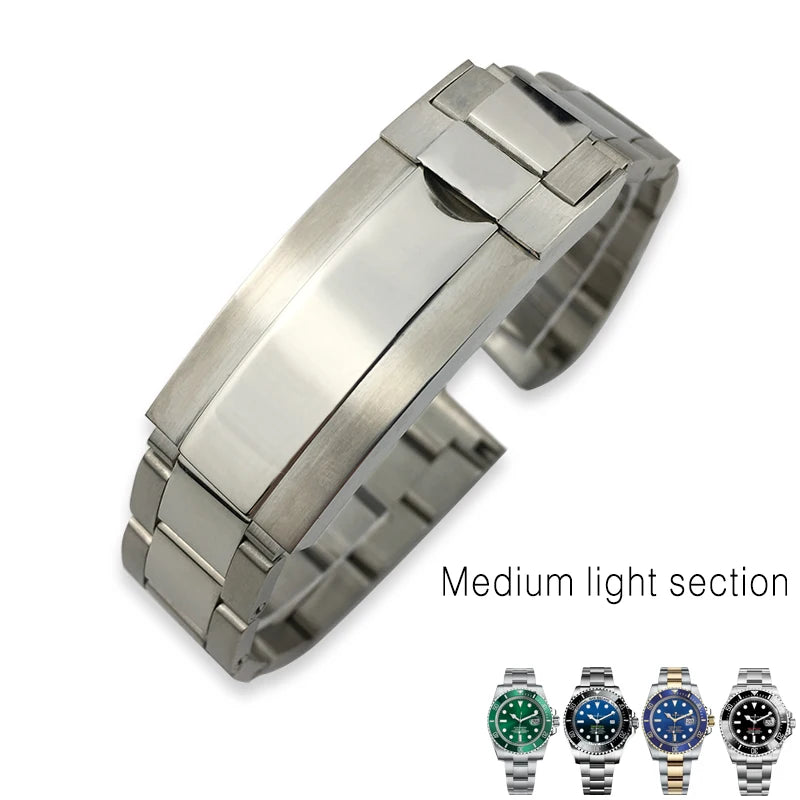 Bracelet de montre à extrémité incurvée en acier inoxydable pour Rolex Submariner, bracelet solide complet, accessoires de bracelet de montre, haute qualité, 20mm