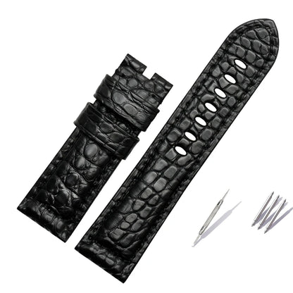 Men's Crocodile Watch Strap, Genuine Leather Watch Band, Black, Brown, High Quality, Panerai 441, 24mm, 26mm, 22mm