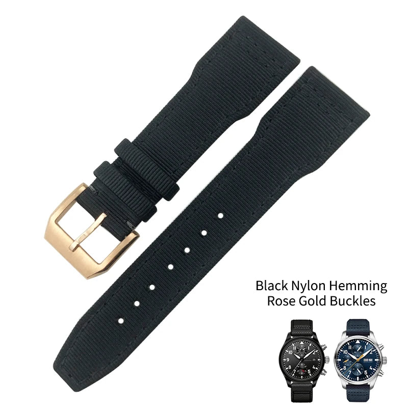 Bracelet de montre en cuir véritable avec boucle ardillon, tissu en nylon, convient aux montres IWC, Spitfire Pilot Mark 18 TOP GUN Strap, 20mm, 21mm, 22mm
