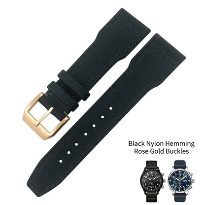 Bracelet de montre en cuir véritable avec boucle ardillon, tissu en nylon, convient aux montres IWC, Spitfire Pilot Mark 18 TOP GUN Strap, 20mm, 21mm, 22mm