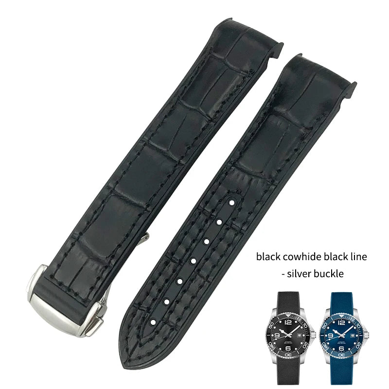 Cinturino per orologio in vera pelle, gomma e silicone, cinturino per orologio in nylon, adatto per Longines L3, Conquest, HUAWEI GT2, Samsung, 22mm, 21mm, 20mm, 19mm