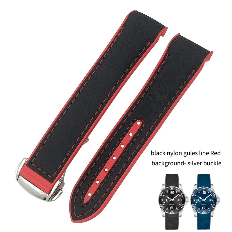 Cinturino per orologio in vera pelle, gomma e silicone, cinturino per orologio in nylon, adatto per Longines L3, Conquest, HUAWEI GT2, Samsung, 22mm, 21mm, 20mm, 19mm