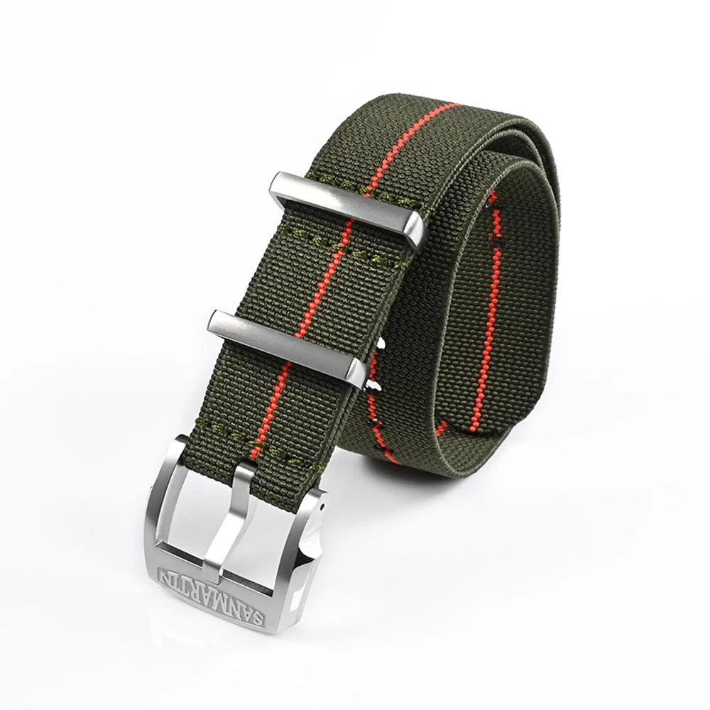 San Martin Watch Bracelet Elastic Nylon Strap 20mm Military Pilot Watch Band Universal Type Sport Paratrooper Strap Watch Parts